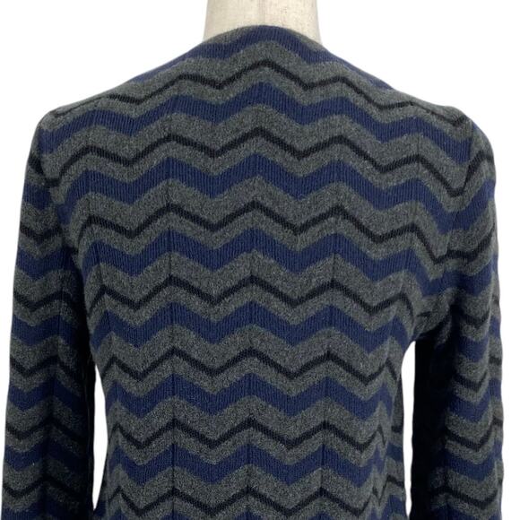 Amina Rubinacci Italy Wool Blend Chevron Knit Longline Sweater 42 Button Down - Picture 7 of 13